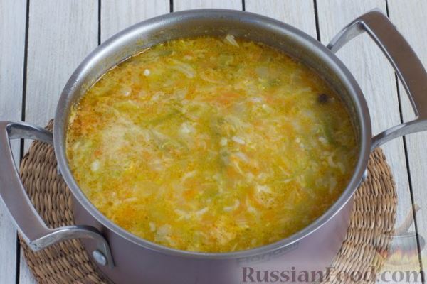 Рисовый суп с капустой и яблоком